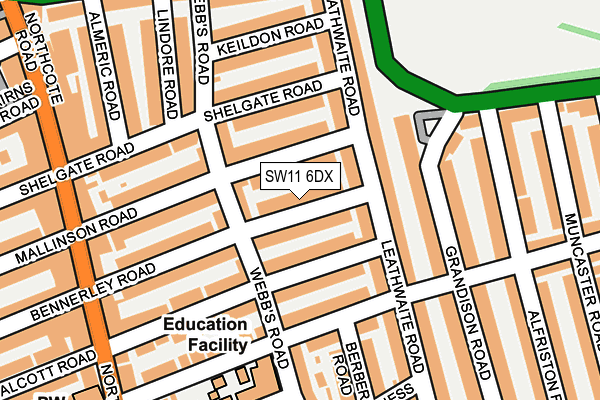 SW11 6DX map - OS OpenMap – Local (Ordnance Survey)