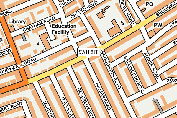 SW11 6JT map - OS OpenMap – Local (Ordnance Survey)