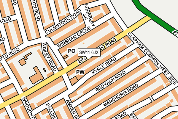 SW11 6JX map - OS OpenMap – Local (Ordnance Survey)