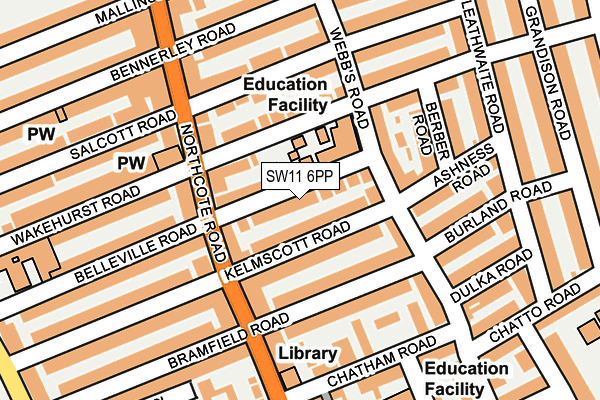 SW11 6PP map - OS OpenMap – Local (Ordnance Survey)