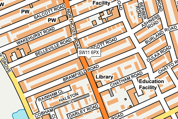 SW11 6PX map - OS OpenMap – Local (Ordnance Survey)