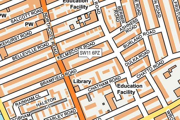 SW11 6PZ map - OS OpenMap – Local (Ordnance Survey)