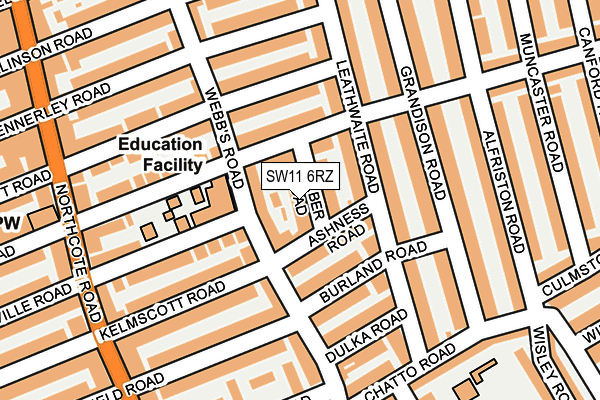 SW11 6RZ map - OS OpenMap – Local (Ordnance Survey)