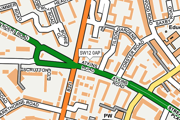 SW12 0AP map - OS OpenMap – Local (Ordnance Survey)