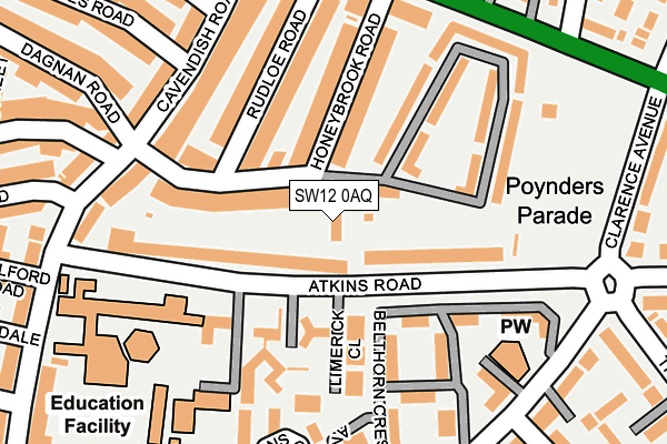 SW12 0AQ map - OS OpenMap – Local (Ordnance Survey)