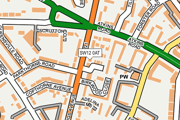 SW12 0AT map - OS OpenMap – Local (Ordnance Survey)