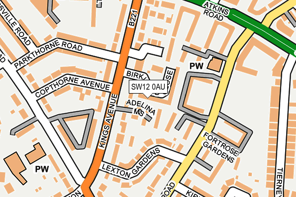 SW12 0AU map - OS OpenMap – Local (Ordnance Survey)