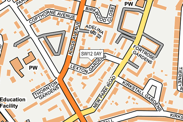 SW12 0AY map - OS OpenMap – Local (Ordnance Survey)
