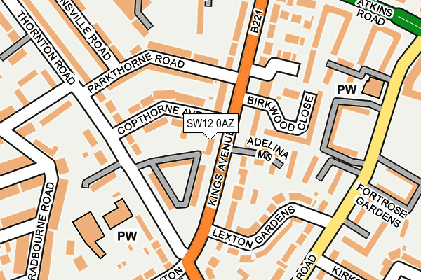 SW12 0AZ map - OS OpenMap – Local (Ordnance Survey)