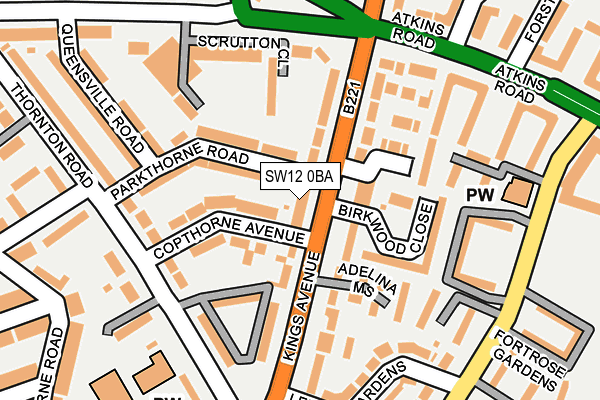 SW12 0BA map - OS OpenMap – Local (Ordnance Survey)