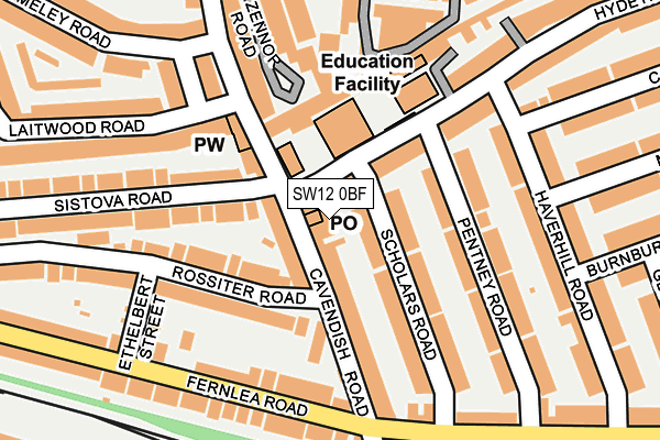 SW12 0BF map - OS OpenMap – Local (Ordnance Survey)