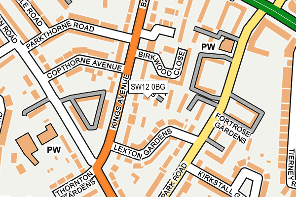 SW12 0BG map - OS OpenMap – Local (Ordnance Survey)