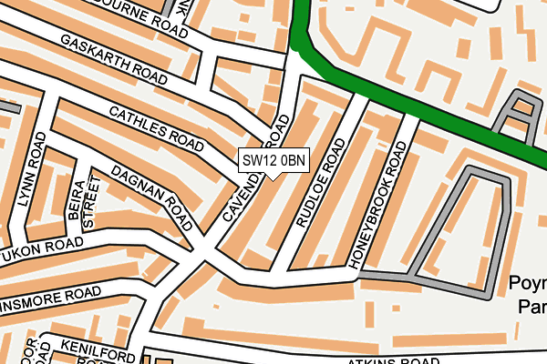 SW12 0BN map - OS OpenMap – Local (Ordnance Survey)
