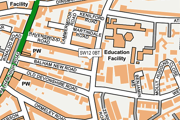 SW12 0BT map - OS OpenMap – Local (Ordnance Survey)