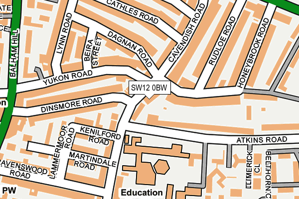 SW12 0BW map - OS OpenMap – Local (Ordnance Survey)