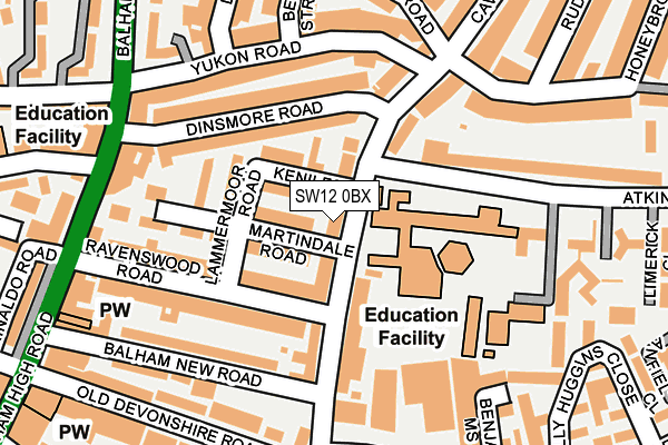 SW12 0BX map - OS OpenMap – Local (Ordnance Survey)