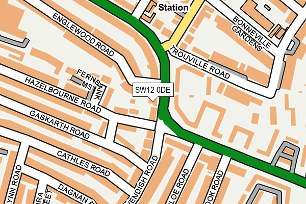 SW12 0DE map - OS OpenMap – Local (Ordnance Survey)