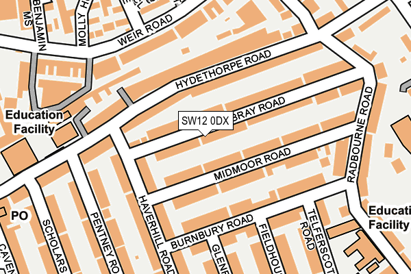 SW12 0DX map - OS OpenMap – Local (Ordnance Survey)