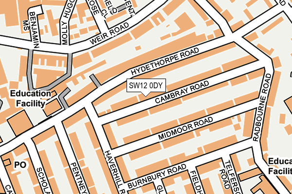 SW12 0DY map - OS OpenMap – Local (Ordnance Survey)