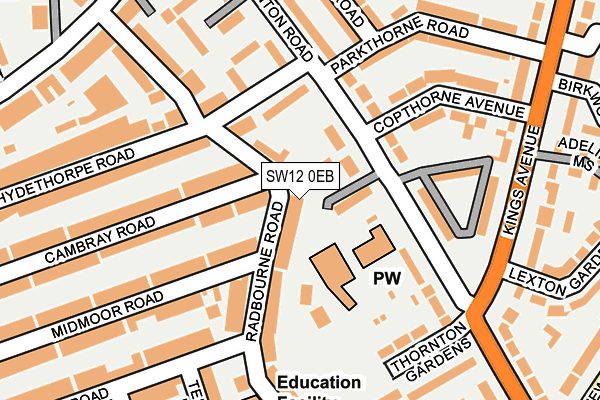 SW12 0EB map - OS OpenMap – Local (Ordnance Survey)