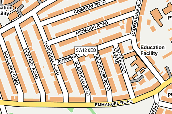 SW12 0EQ map - OS OpenMap – Local (Ordnance Survey)