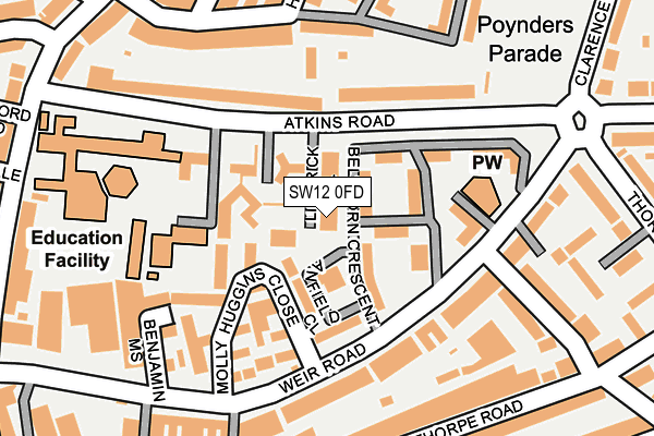 SW12 0FD map - OS OpenMap – Local (Ordnance Survey)