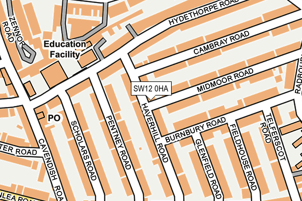 SW12 0HA map - OS OpenMap – Local (Ordnance Survey)