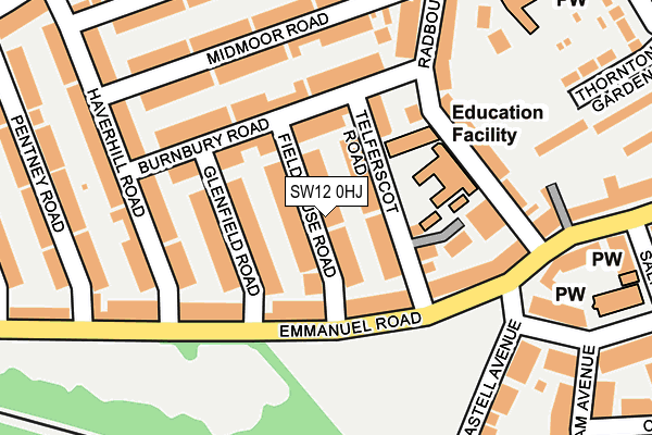 SW12 0HJ map - OS OpenMap – Local (Ordnance Survey)