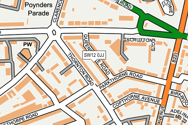 SW12 0JJ map - OS OpenMap – Local (Ordnance Survey)