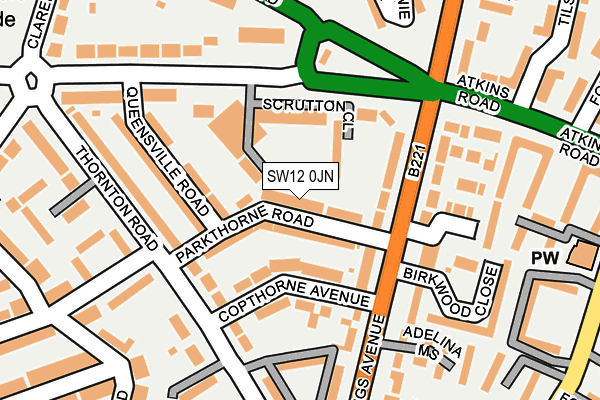 SW12 0JN map - OS OpenMap – Local (Ordnance Survey)