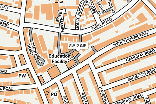 SW12 0JR map - OS OpenMap – Local (Ordnance Survey)