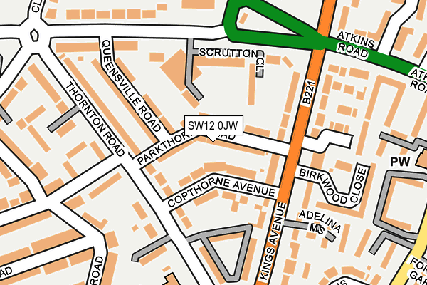 SW12 0JW map - OS OpenMap – Local (Ordnance Survey)