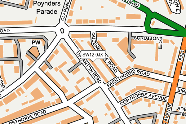 SW12 0JX map - OS OpenMap – Local (Ordnance Survey)