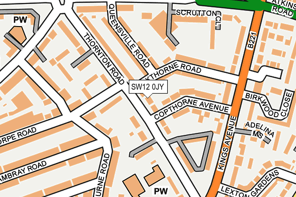 SW12 0JY map - OS OpenMap – Local (Ordnance Survey)