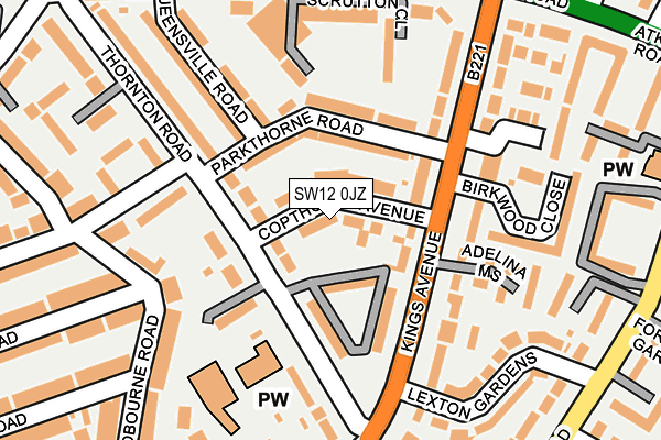 SW12 0JZ map - OS OpenMap – Local (Ordnance Survey)