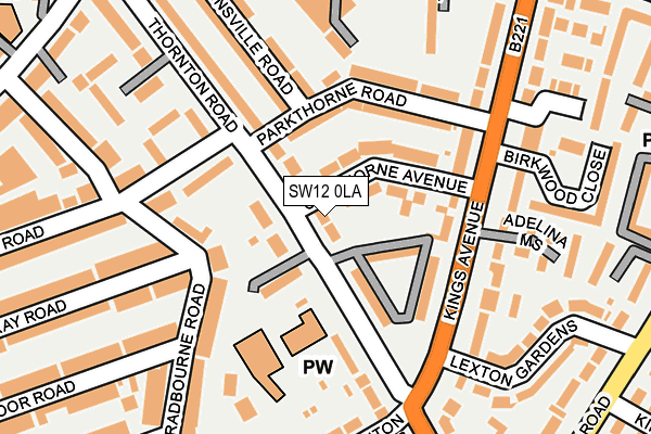 SW12 0LA map - OS OpenMap – Local (Ordnance Survey)