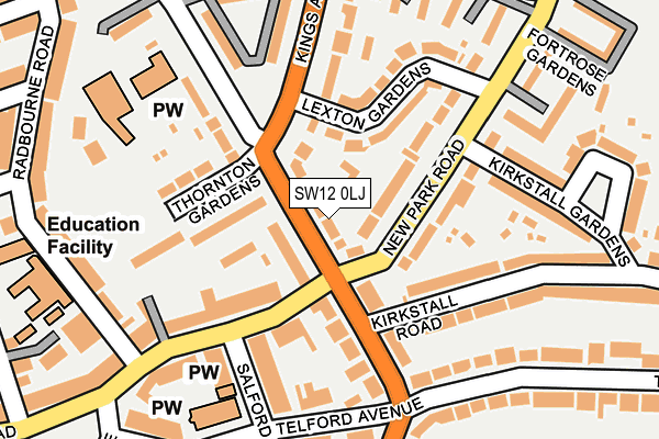 SW12 0LJ map - OS OpenMap – Local (Ordnance Survey)