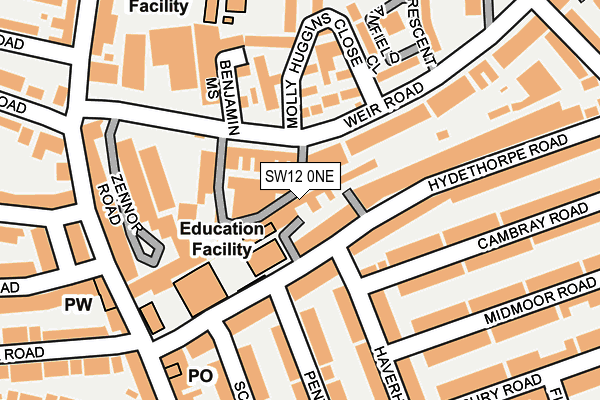 SW12 0NE map - OS OpenMap – Local (Ordnance Survey)