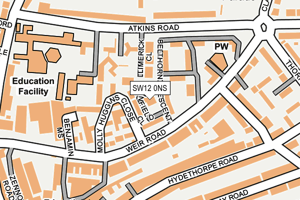 SW12 0NS map - OS OpenMap – Local (Ordnance Survey)
