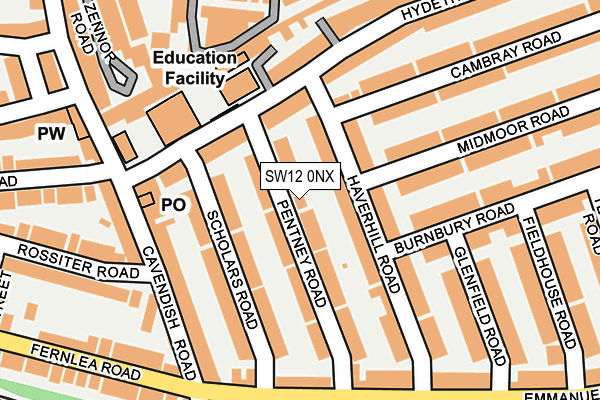 SW12 0NX map - OS OpenMap – Local (Ordnance Survey)