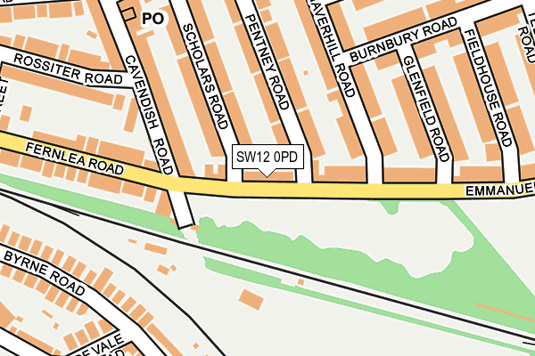 SW12 0PD map - OS OpenMap – Local (Ordnance Survey)