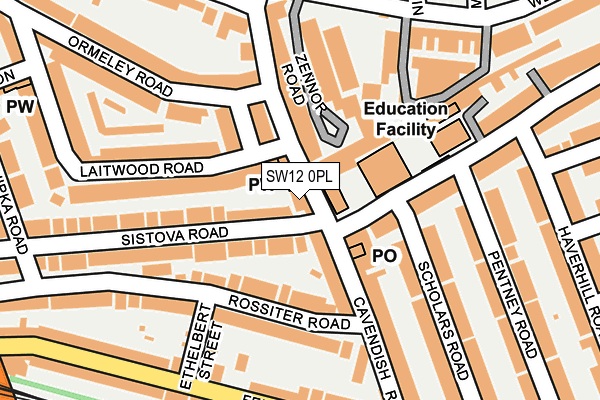 SW12 0PL map - OS OpenMap – Local (Ordnance Survey)
