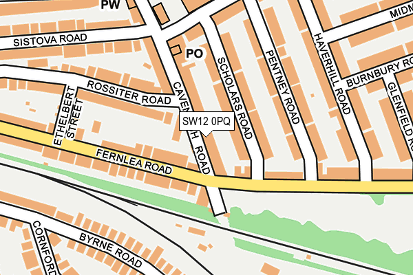 SW12 0PQ map - OS OpenMap – Local (Ordnance Survey)