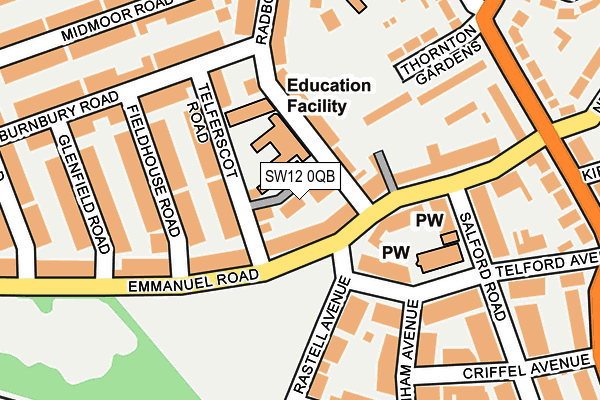 SW12 0QB map - OS OpenMap – Local (Ordnance Survey)
