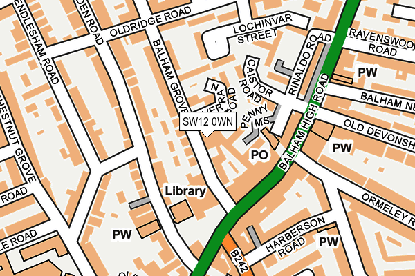 SW12 0WN map - OS OpenMap – Local (Ordnance Survey)