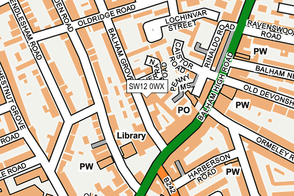 SW12 0WX map - OS OpenMap – Local (Ordnance Survey)