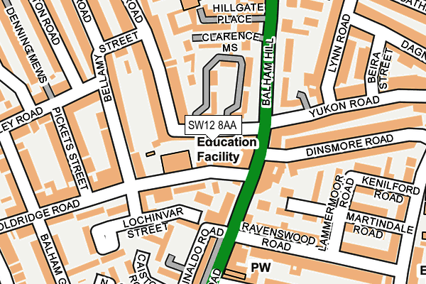 SW12 8AA map - OS OpenMap – Local (Ordnance Survey)