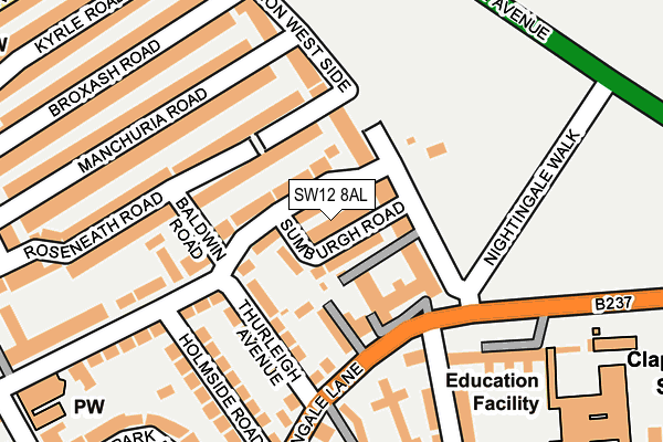 SW12 8AL map - OS OpenMap – Local (Ordnance Survey)