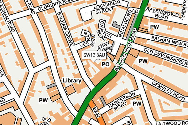 SW12 8AU map - OS OpenMap – Local (Ordnance Survey)