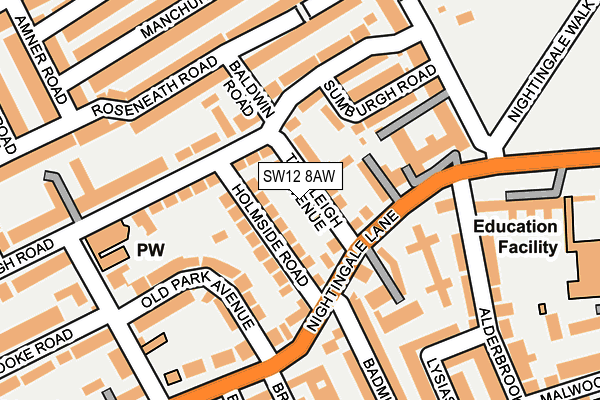 SW12 8AW map - OS OpenMap – Local (Ordnance Survey)